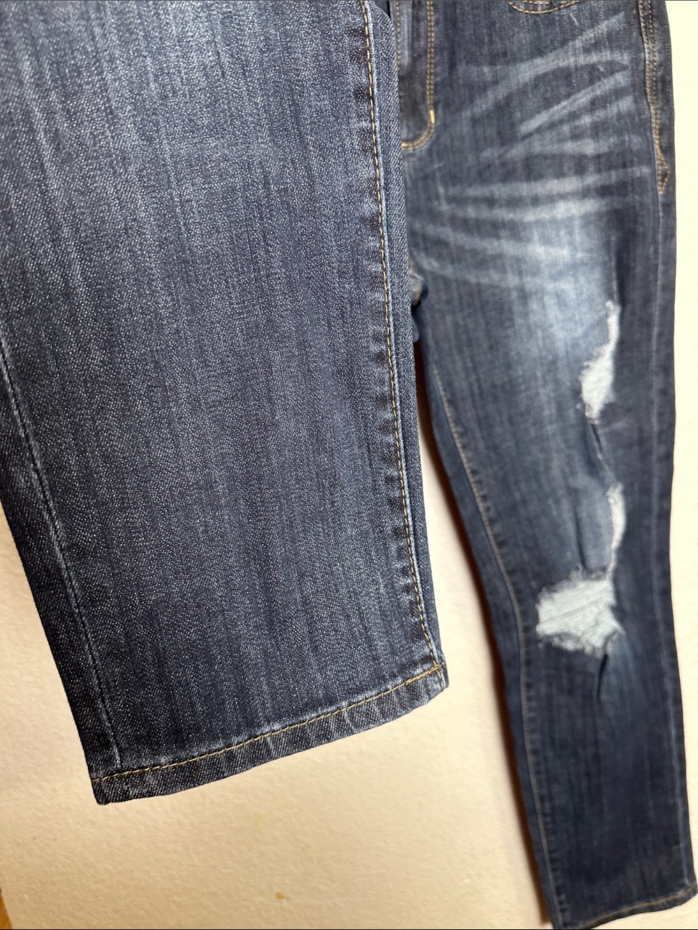 Grace in LA Distressed Denim Jeans Dark Blue Ripped Straight Leg Womens Size 28‎ - Picture 5 of 11